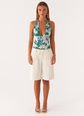 Lets Pretend Halterneck Top - Cloud Nine Floral